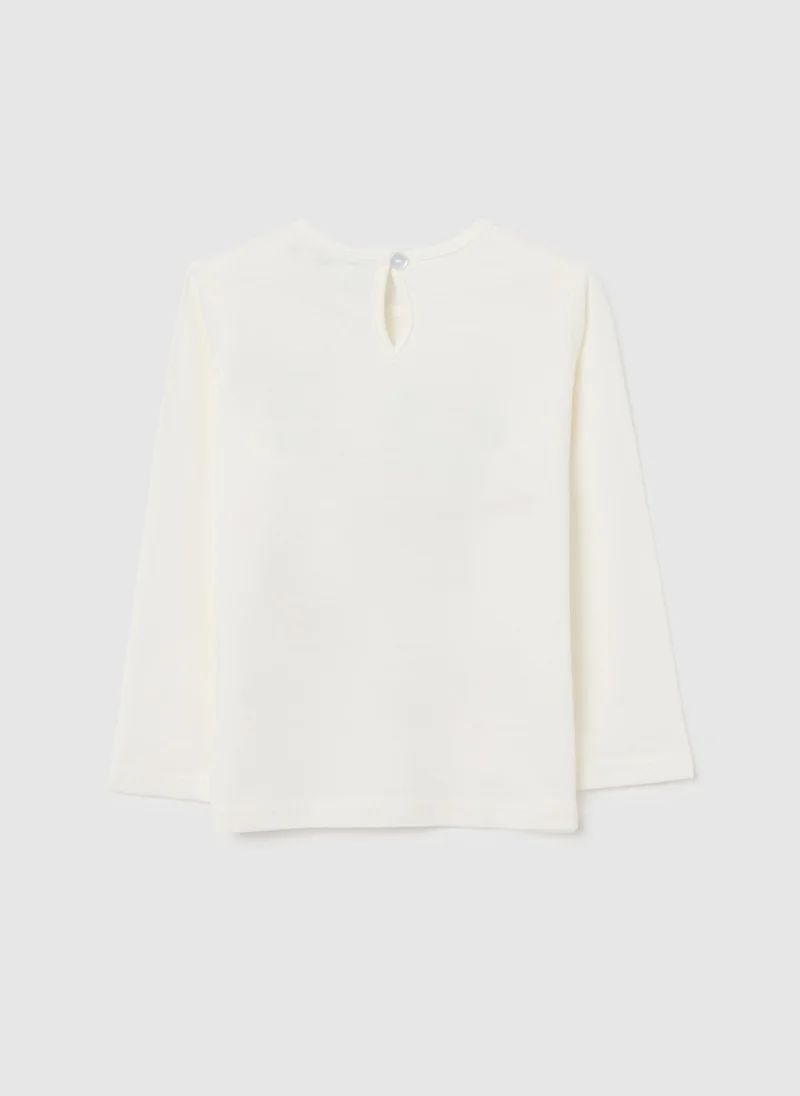 Ovs OVS Girls' White Regular Fit Cotton T-Shirt